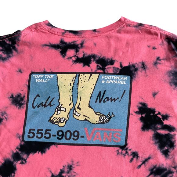 VANS Man I Need Vans Logo Print Tie Dyed Cotton Jersey T-Shirt Pink Size Medium - Picture 5 of 10